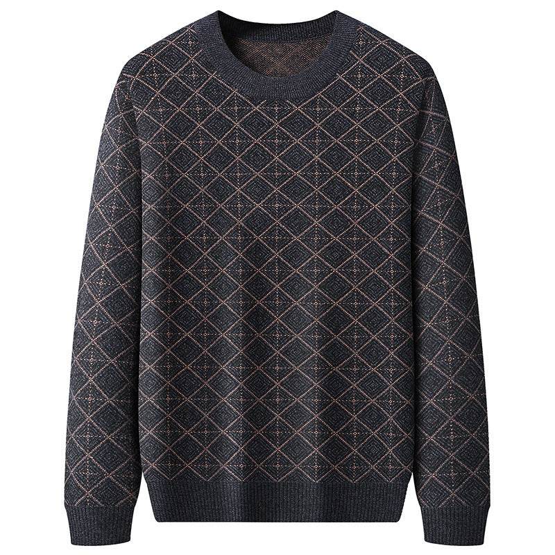 Round Neck Sweater XL Mens Loose - Mubimart