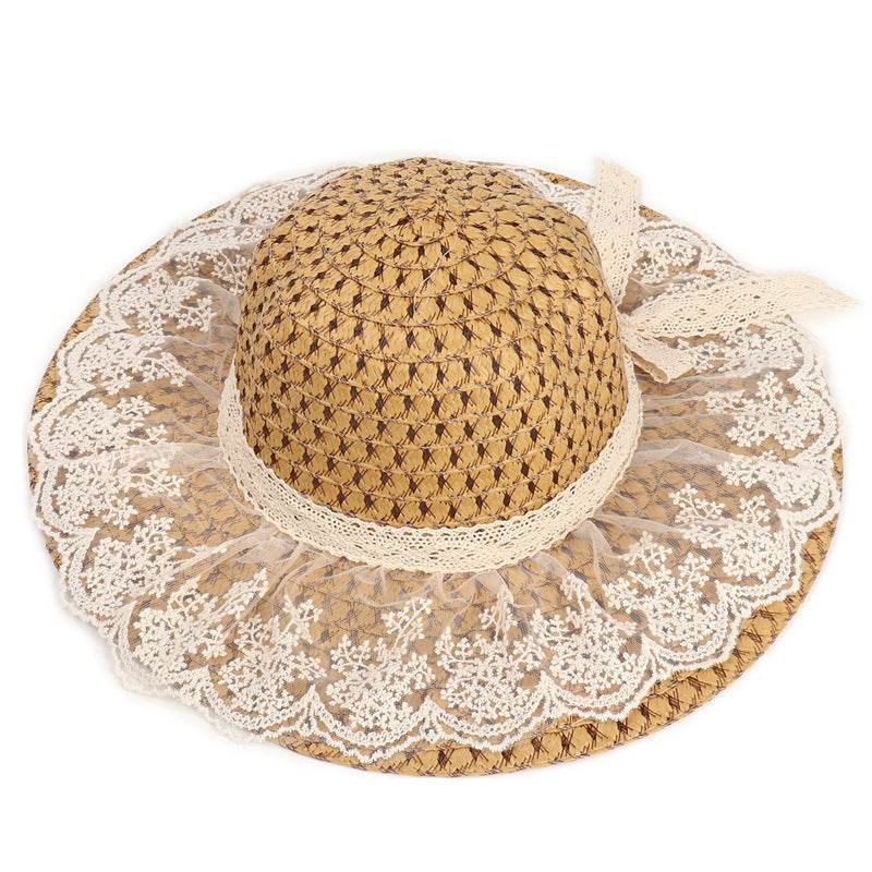 Women Lace Sun Hats For Wide Brim Straw Beach - Mubimart