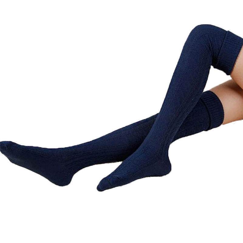 Women's Fashion Solid Color Warm Knee-high Socks - Mubimart
