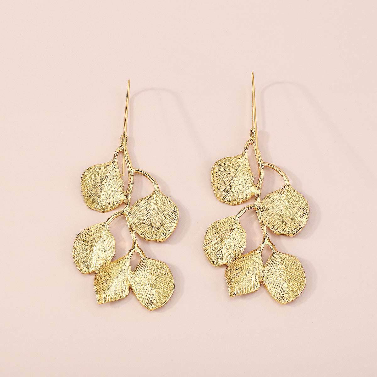 2025 Earring Necklace Luxury Metal Leaf Earrings Choker For Women Personality Jewelry Gift - Mubimart