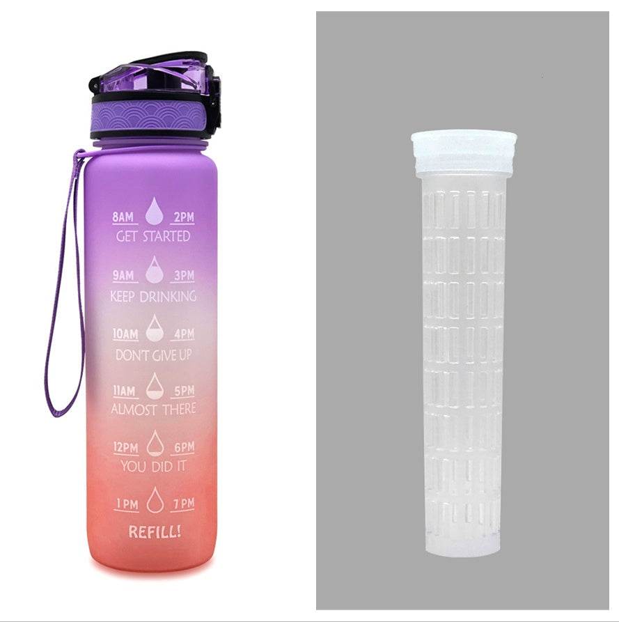 1L Tritan Water Bottle With Time Marker Bounce Cover Motivational Water Bottle Cycling Leakproof Cup For Sports Fitness Bottles - Mubimart