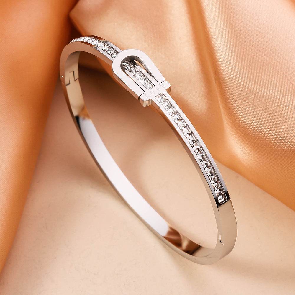Gold Plating Exquisite Stainless Steel Bracelet Fashion Bracelet & Bangles For Women Lady Jewelry Charm Valentine's Gift - Mubimart