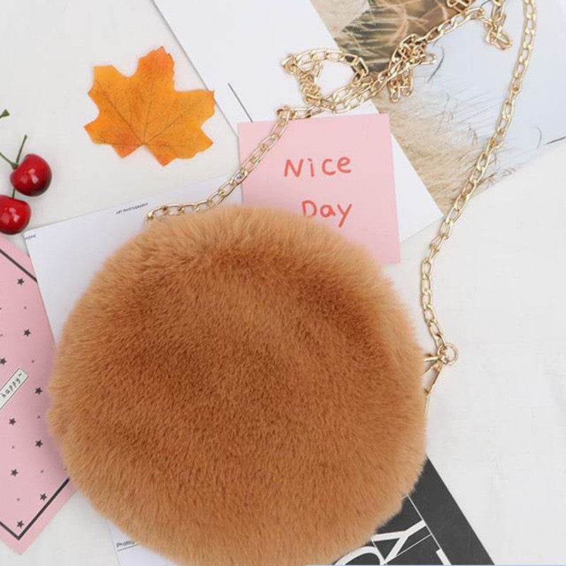 Women's Stylish Round Plush One-shoulder Satchel - Mubimart