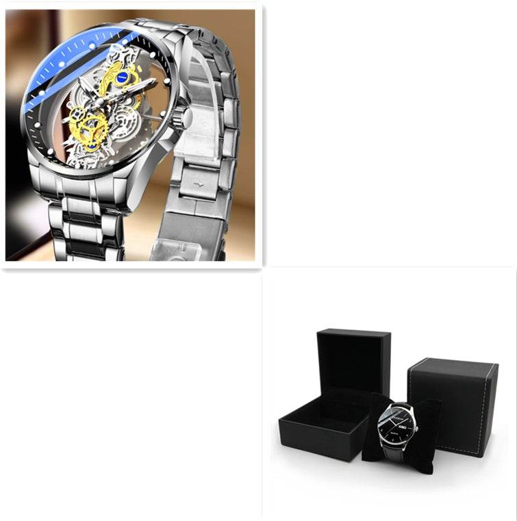 Men Watch Skeleton Automatic Quartz Watch Gold Skeleton Vintage Man Watch Mens Watches Top Brand Luxury - Mubimart