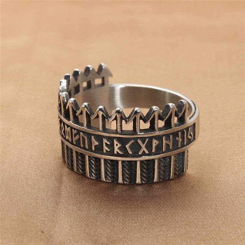 Titanium Steel Viking Warrior Ring Vintage Men Punk - Mubimart