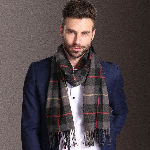 New Europe Fashion Shawl Scarves Men Winter Warm Tartan - Mubimart