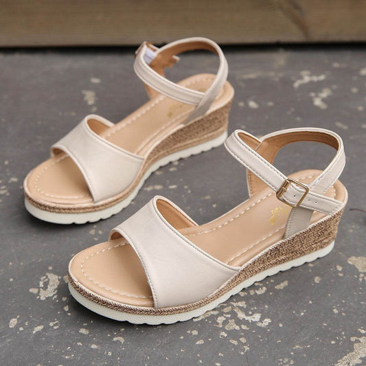 Ankle Buckle Wedges Sandals For Women Summer Platform Shoes - Mubimart
