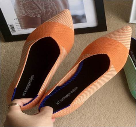 Women's Pointed Toe Casual Woven Flat Shoes - Mubimart