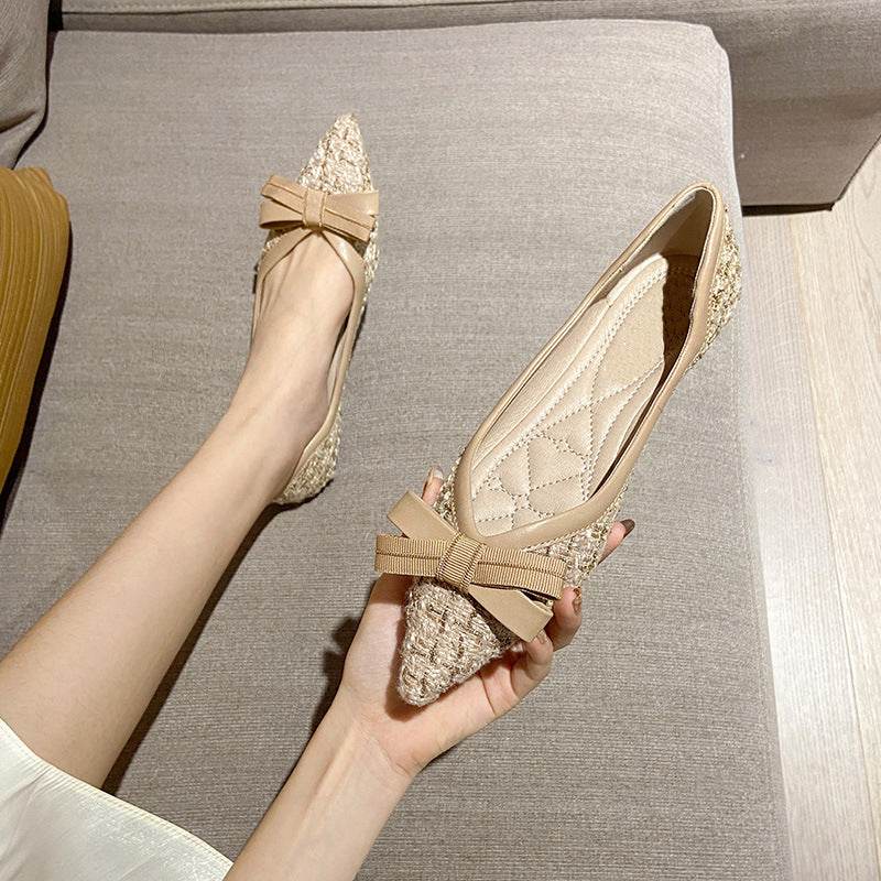 Women's Flat Pointed Toe Flat Elegant Pumps - Mubimart
