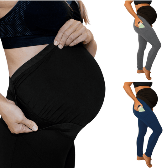 pure-color-panel-long-and-high-waist-side-pocket-Maternity-Pants-Mubimart-9665 - Mubimart