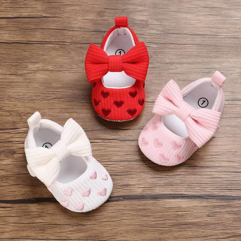 0-1 Years Old Baby Cotton Love Pattern Princess Baby Toddler Shoes - Mubimart