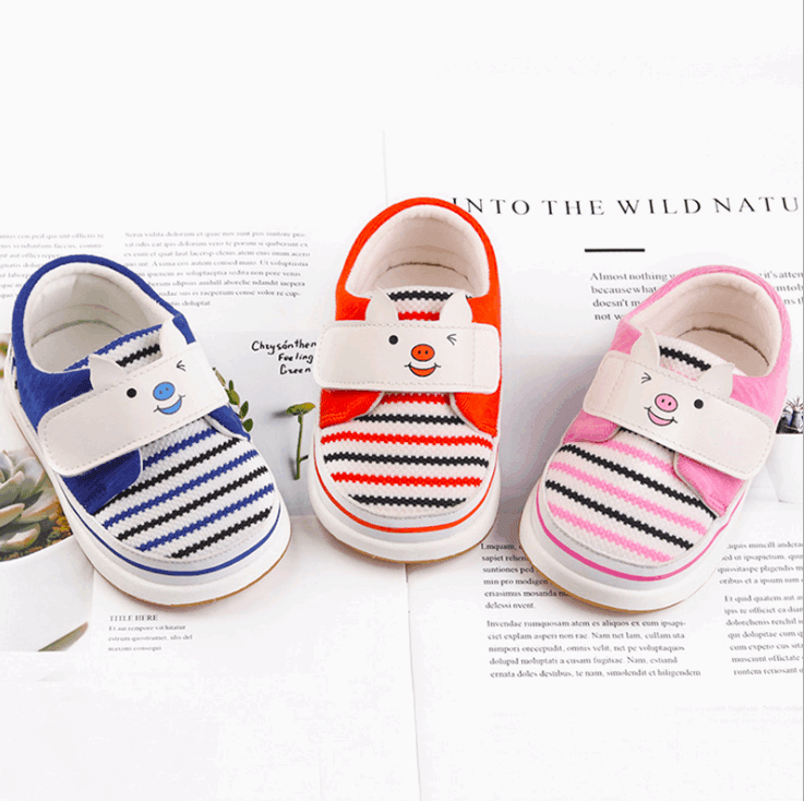 0-2 baby toddler shoes soft bottom striped cotton - Mubimart