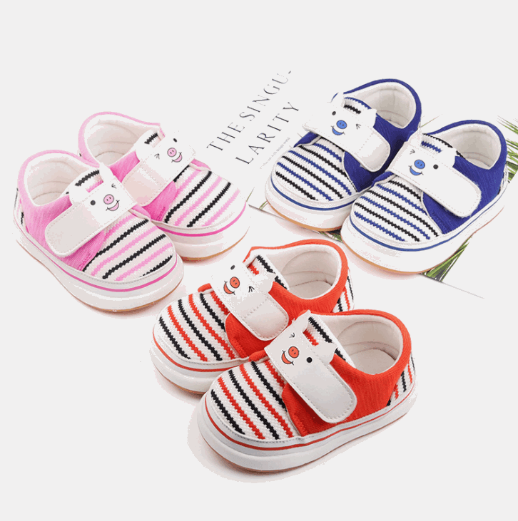0-2 baby toddler shoes soft bottom striped cotton - Mubimart