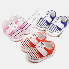 0-2 baby toddler shoes soft bottom striped cotton - Mubimart - Baby Shoes 