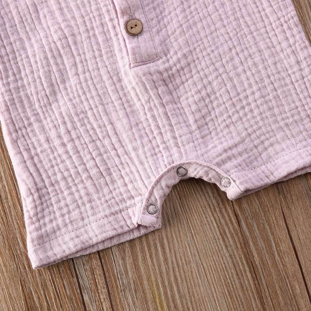 0-24M Summer Solid Rompers Newborn Infant Baby Girl Boy Outf - Mubimart