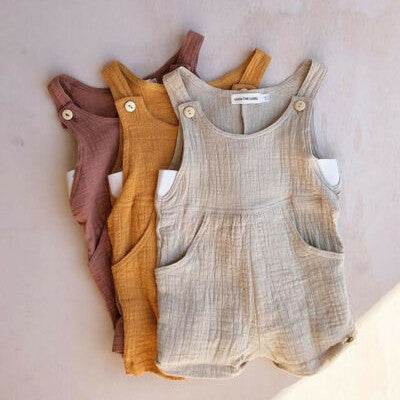 0-24M Summer Solid Rompers Newborn Infant Baby Girl Boy Outf - Mubimart
