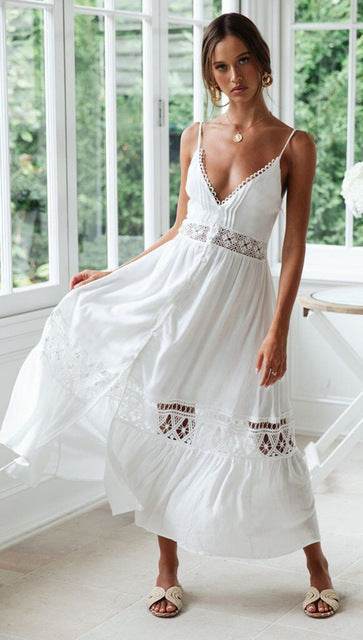 Women Crochet Beach Knitted Beach Cover Up Dress Tunic Long - Mubimart