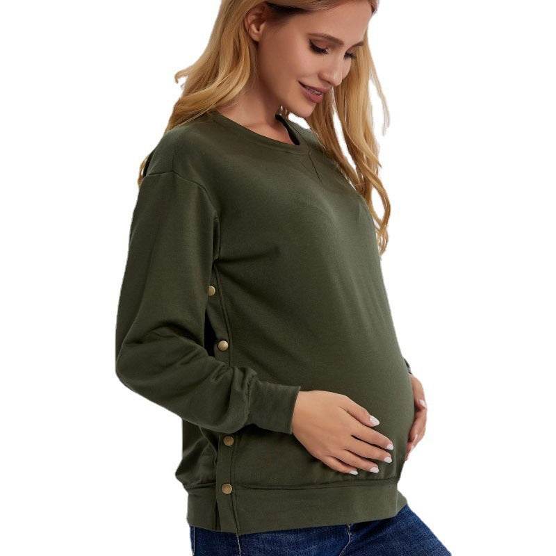 Autumn And Winter New Long Sleeve Maternity Clothing Loose Sweater - Mubimart