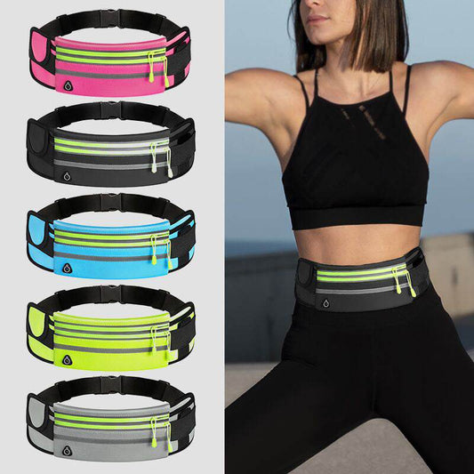 Double Zippers Waist Bags Waterproof Sports Running Fanny Pack - Mubimart