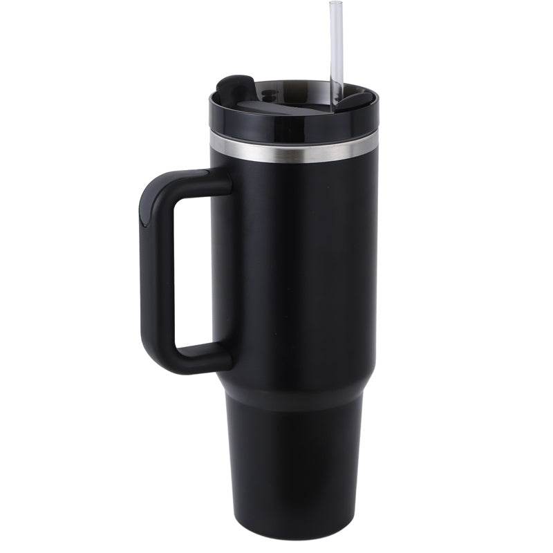40oz Straw Coffee Mug With Handle Portable Car Stainless Steel Water Bottle Large Capacity Travel Bisphenol A Free Mug - Mubimart
