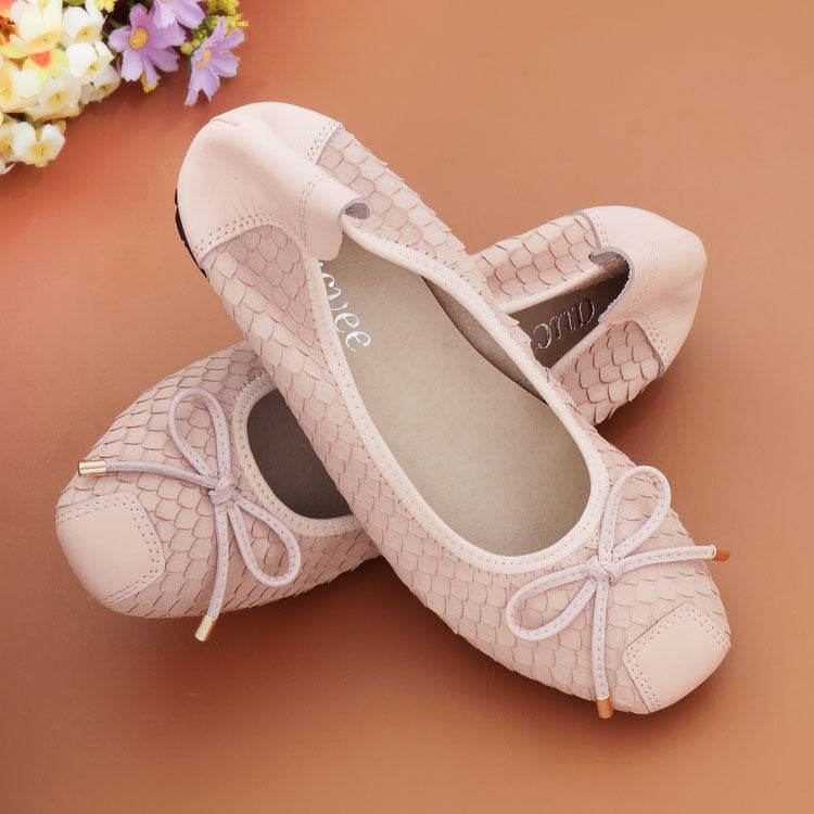 Leather Boat Shoes With Soft Bottom And Shallow Mouth - Mubimart