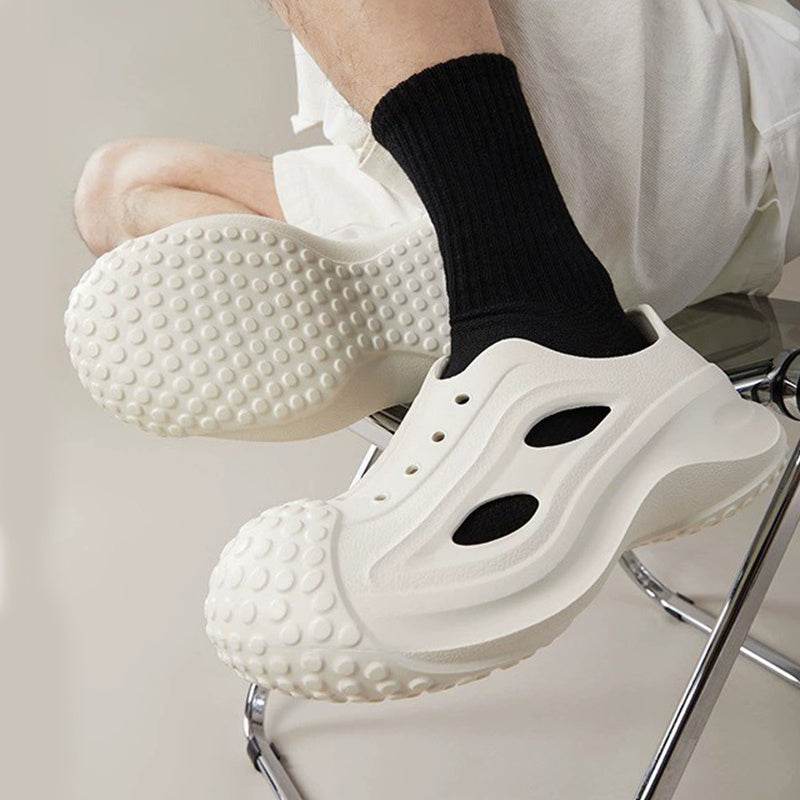 Fashion Thick-soled Clogs Shoes Indoor Floor Slippers Women Men Summer Outdoor Non-Slip Baotou Toe Beach Shoes - Mubimart