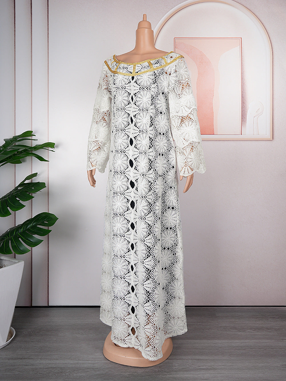 Women's Crocheted Hollow-out Plus Size Robe African Dress - Mubimart -  