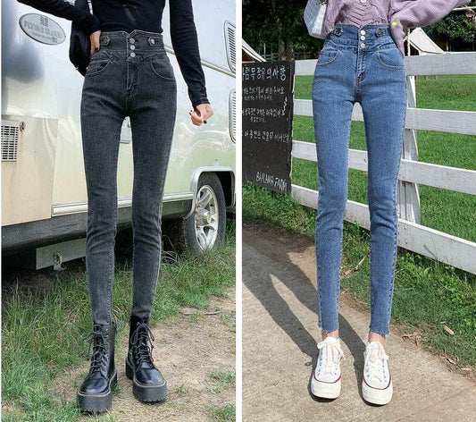 High Waisted Jeans Women Autumn Style - Mubimart