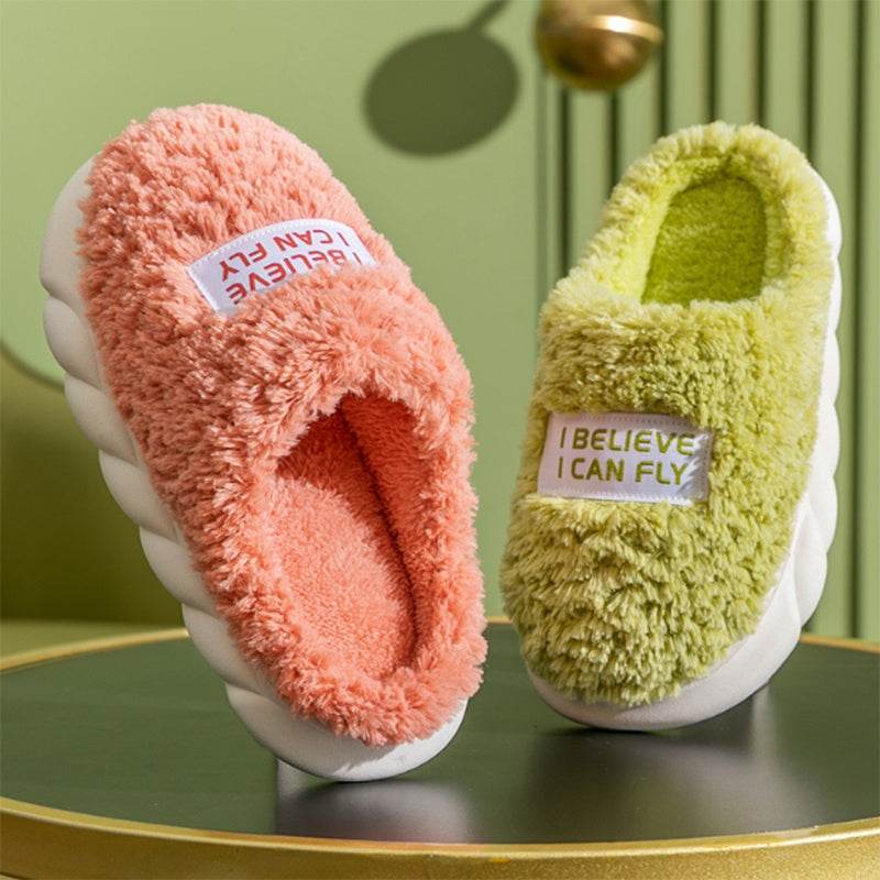 Warm Plush Slippers Home Shoes For Women Couple Winter Slippers - Mubimart