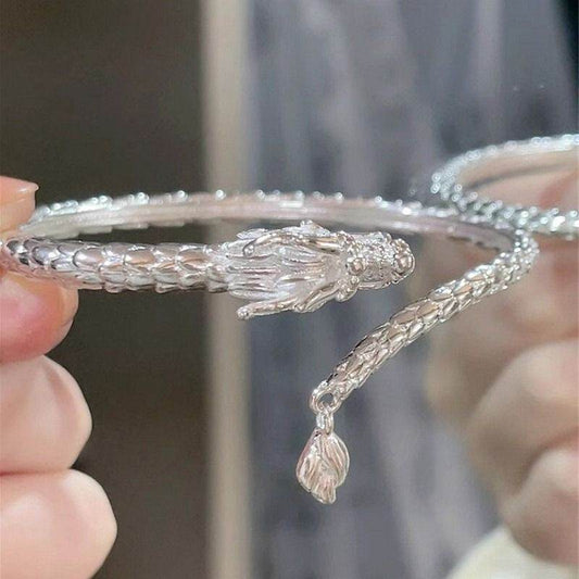 2024 Trendy Magical Dragon Waving Its Tail Chinese Style Men And Women Couple Adjustable Bracelet New Popular Relief Dragon Tail Bangle Punk Jewelry - Mubimart