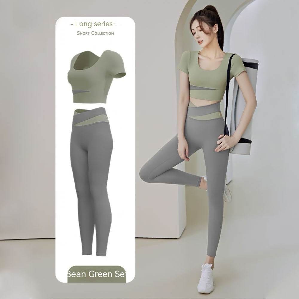 Women's One-piece Chest Pad Top Pants Workout Clothes Suit - Mubimart