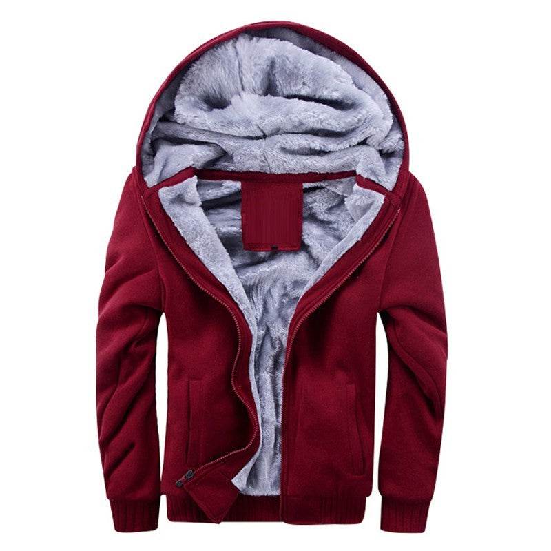 Plus Fleece Sweater Men S Casual Sport Fleece Hooded Jackets - Mubimart