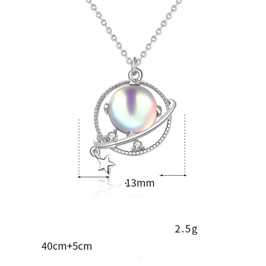 S925 Sterling Silver Dream Planet Necklace Women
