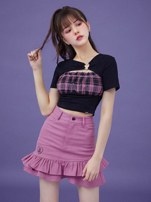 Women's Bra Color Contrast Love T-shirt - Mubimart