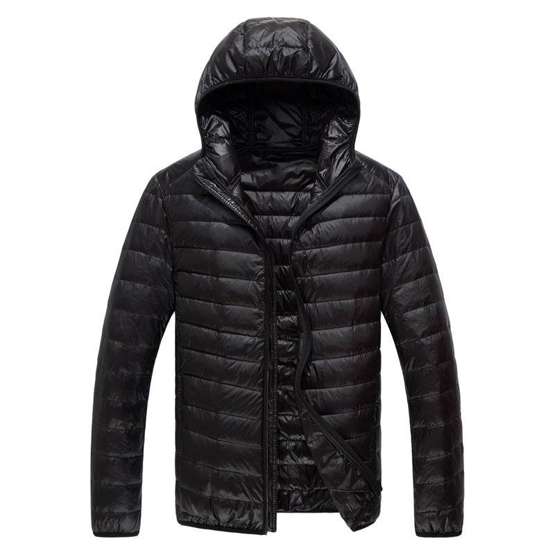 Mens Duck Down Hooded Jacket Winter Ultralight Bubble Coat Puffer Slim Fit - Mubimart