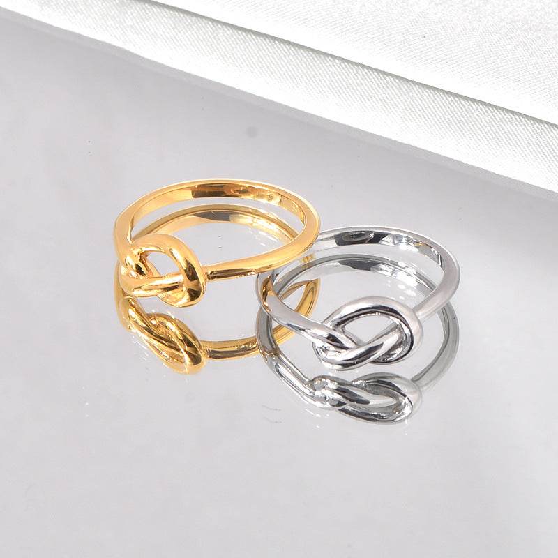 Knotted Heart Knot Titanium Steel Hipster Men And Women Neutral Tail Ring - Mubimart
