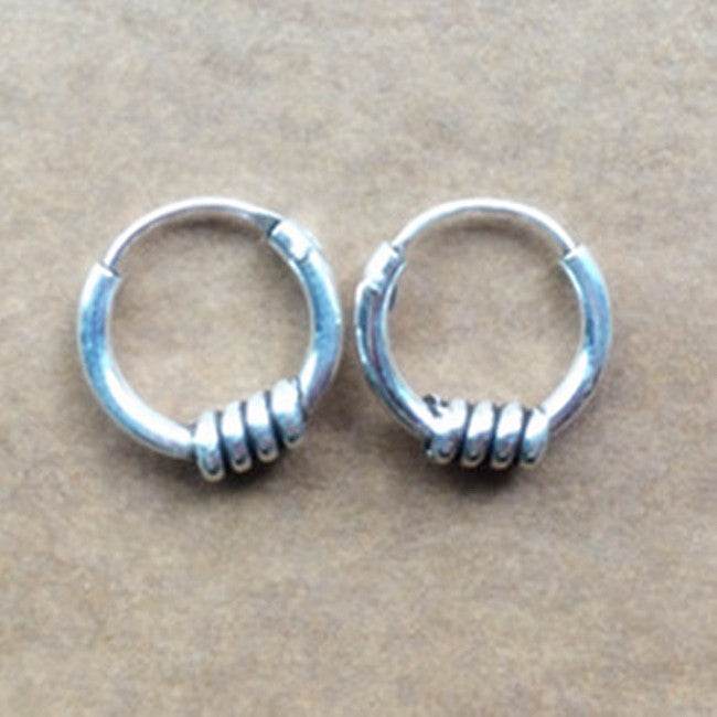 S925 Sterling Silver Earrings Antique Small For Men And Women - Mubimart
