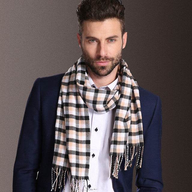 New Europe Fashion Shawl Scarves Men Winter Warm Tartan - Mubimart