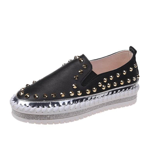 Fashion Rivet Shoes Flat Sneakers Women - Mubimart