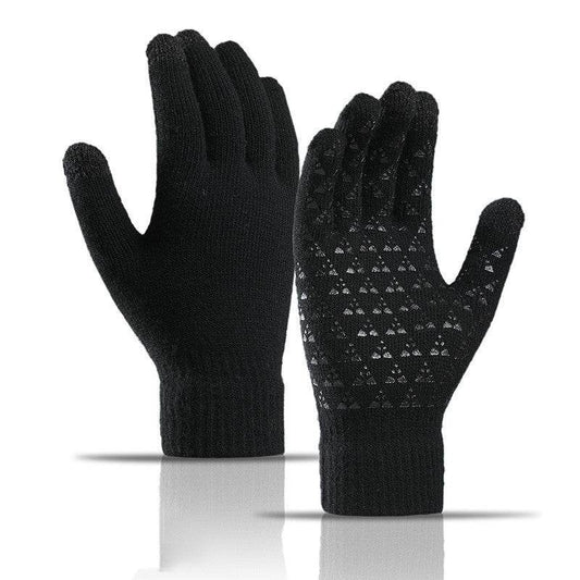 Winter Knitted Gloves For Men And Women Warm Cycling Anti-Cold Anti-Slip Triangular Offset Warm Gloves - Mubimart