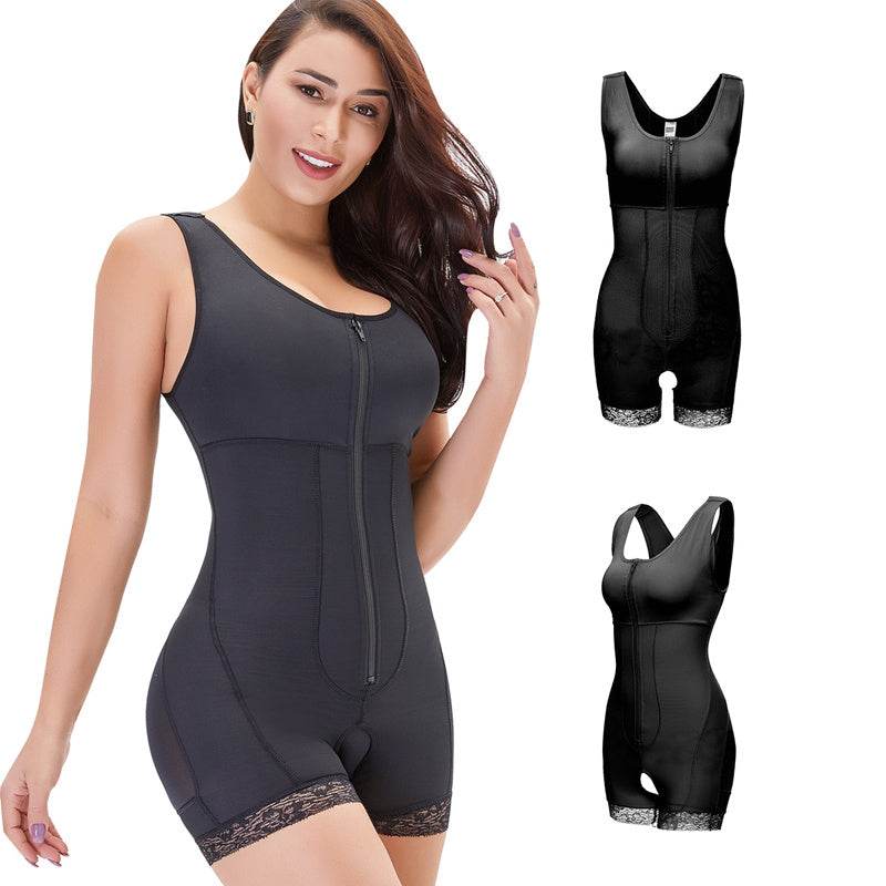 Women's One-piece Front Zipper Tummy And Hip Shaper - Mubimart