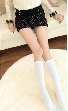 Black Medium Thigh High Socks Calf Socks Female Knee Length Socks - Mubimart