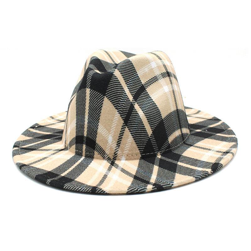 Color Striped Plaid Fedora Hat - Mubimart
