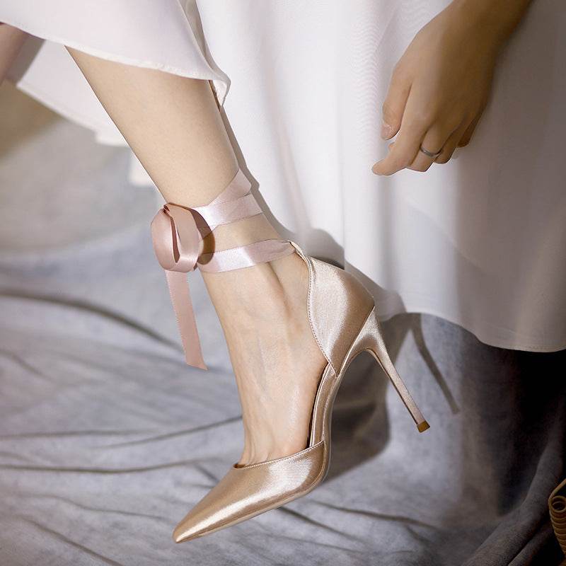 Women's Stiletto Pointed Toe Strappy High Heels - Mubimart