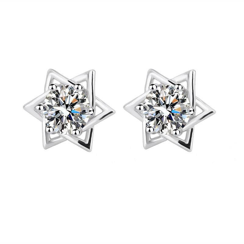 Fashion Hexagram Stud Earrings Women - Mubimart