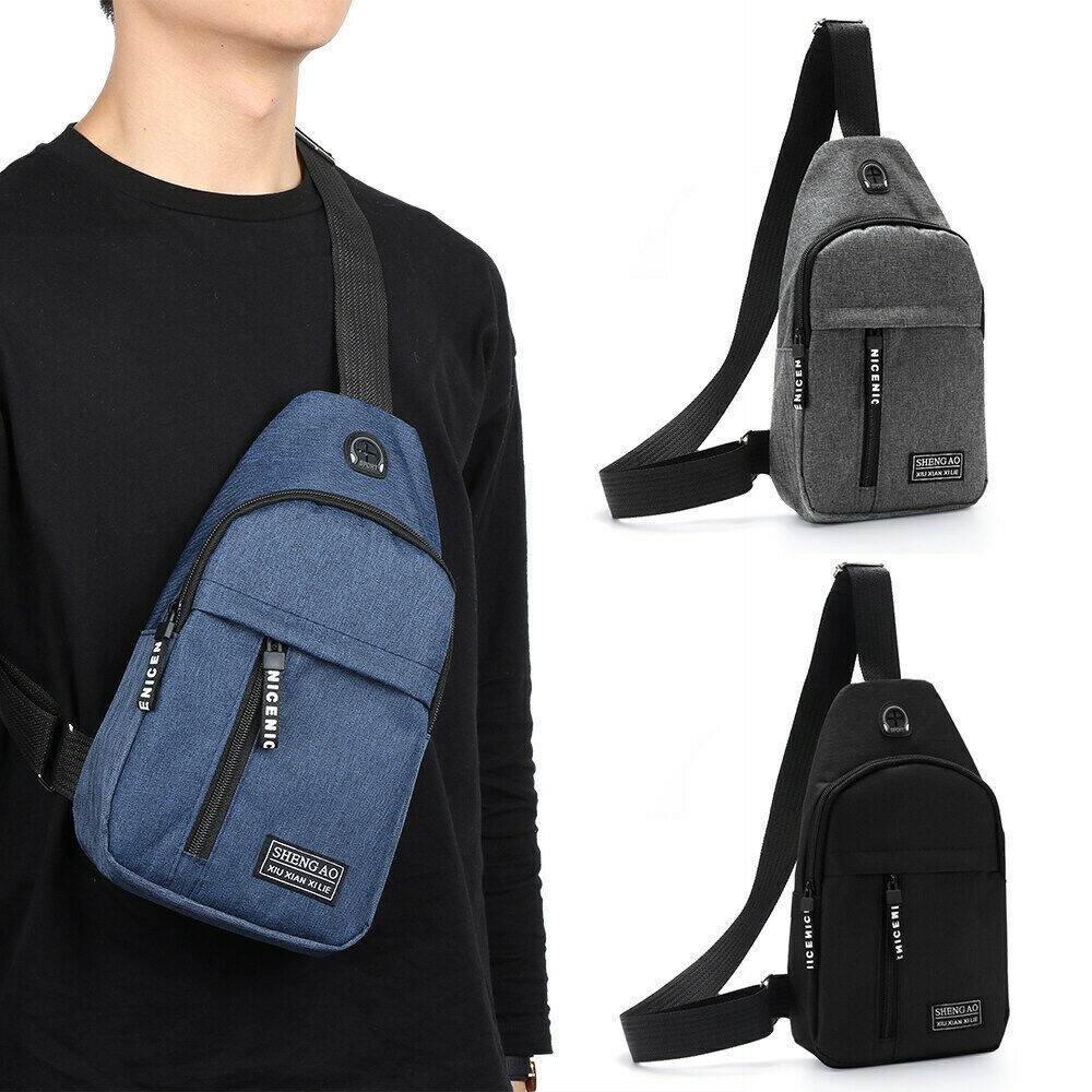 Mens Sling Bag Cross Body Handbag Chest Bag Shoulder Pack Sports Travel Backpack Black - Mubimart