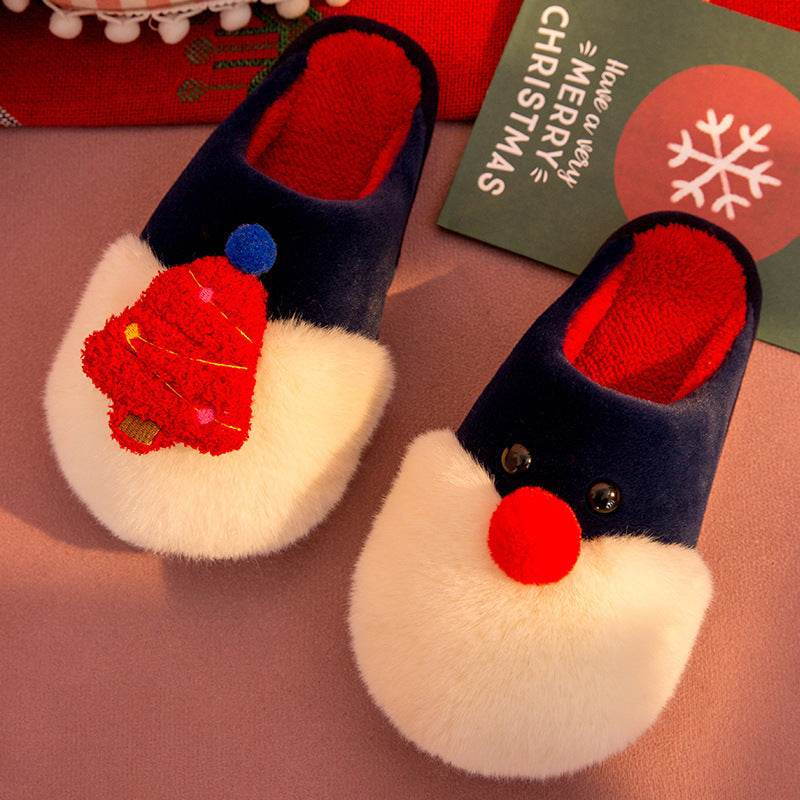 Winter Plush Slippers Christmas Cute Santa Claus And Christmas Tree Slipper Warm Anti-Slip House Shoes For Women - Mubimart