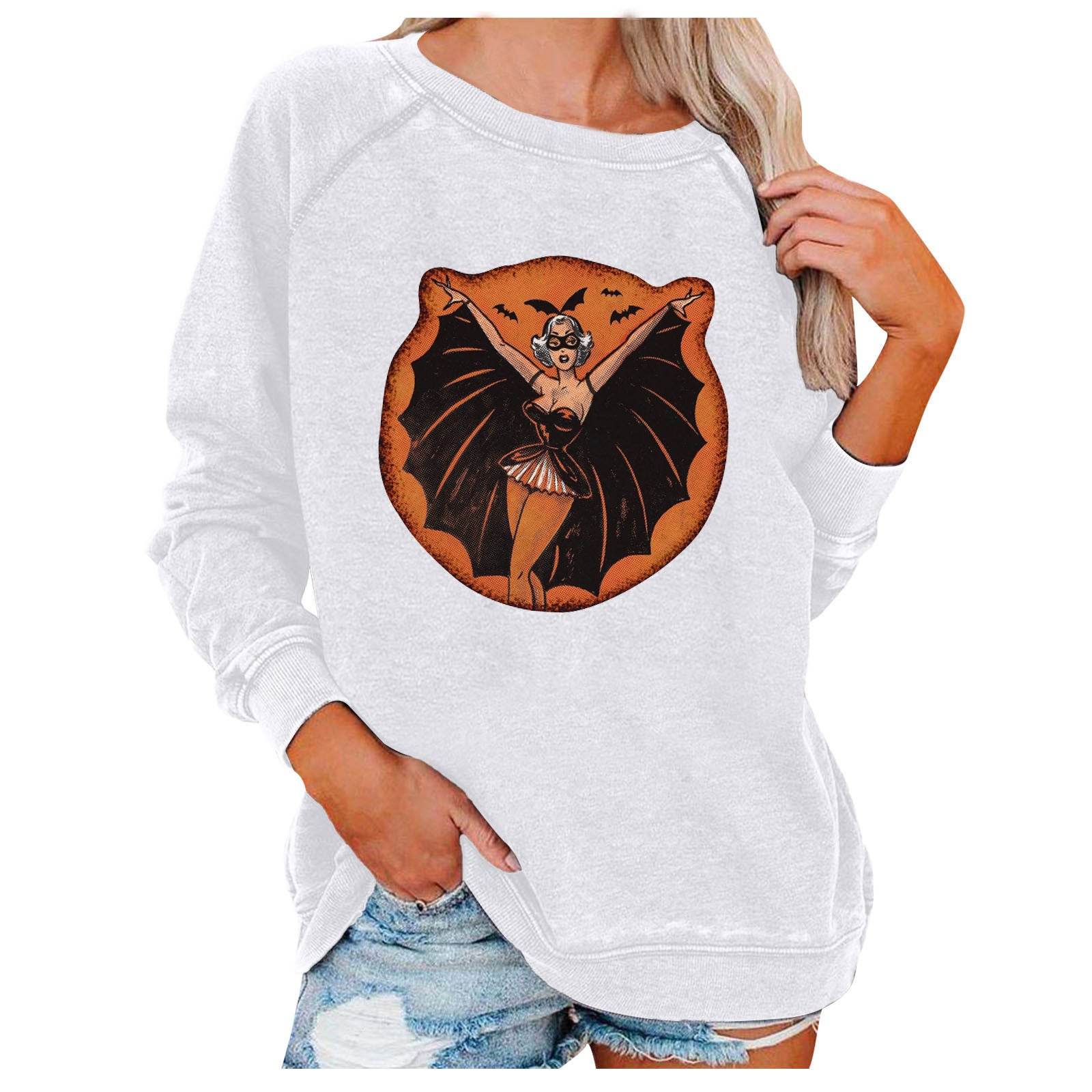 Loose Women's Tops Halloween Themed Sweatshirts - Mubimart