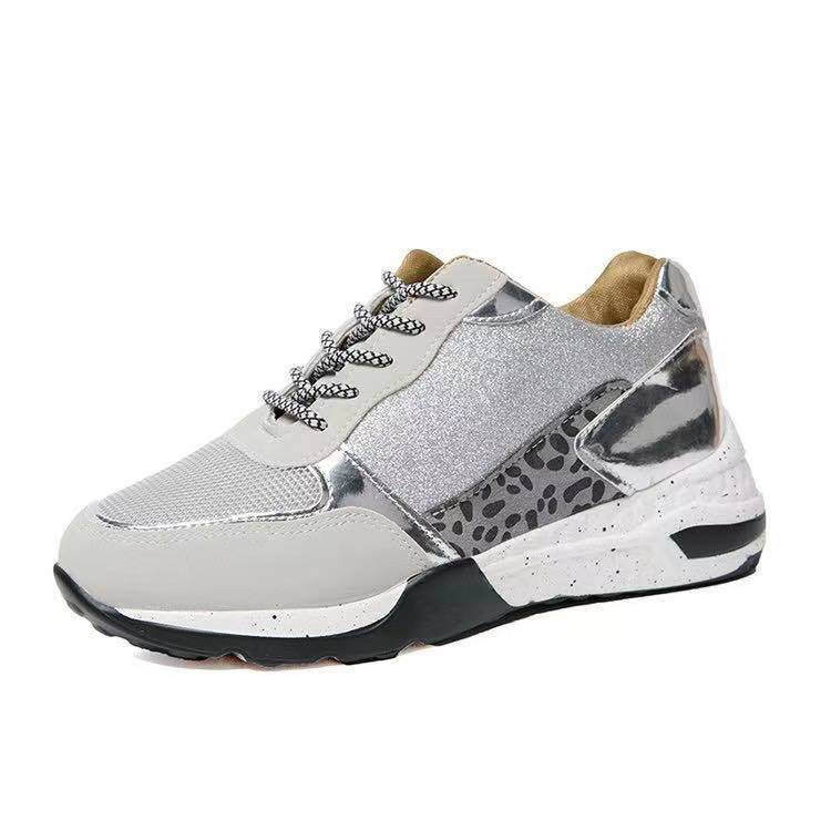 Lace Up Sneakers Wedge Flat Casual Walking Running Shoes For Women - Mubimart