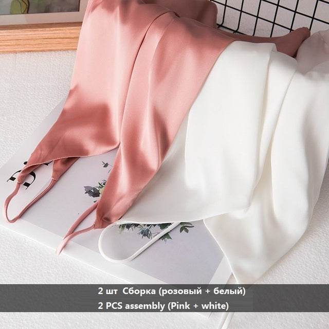 Summer Crop Top Women Camis Silk Satin Tank Top Women - Mubimart